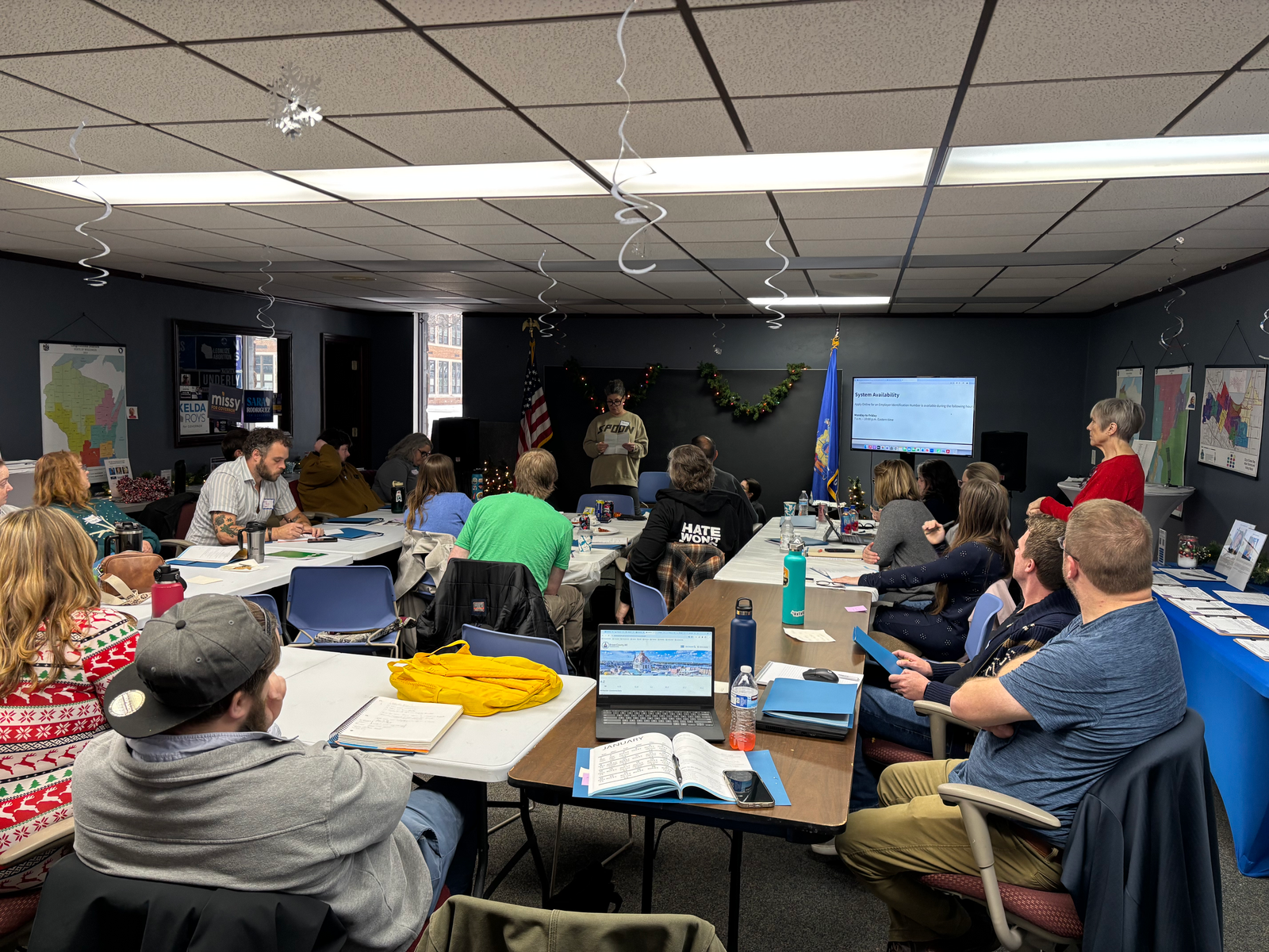 a training at the BC dems office with several local candidates
